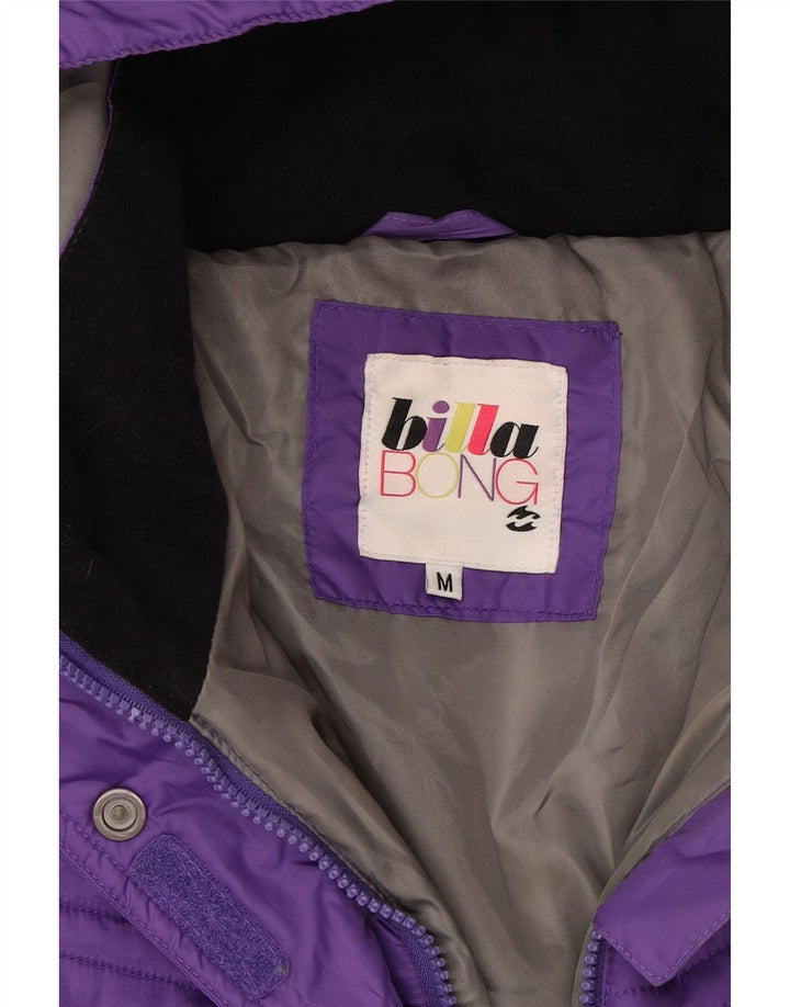 BILLABONG Womens Hooded Padded Jacket UK 14 Medium Purple Polyester