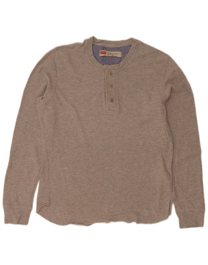 Levi's Męska Koszulka Slim Fit z Długim Rękawem, Rozmiar Mały, Szara, Bawełna