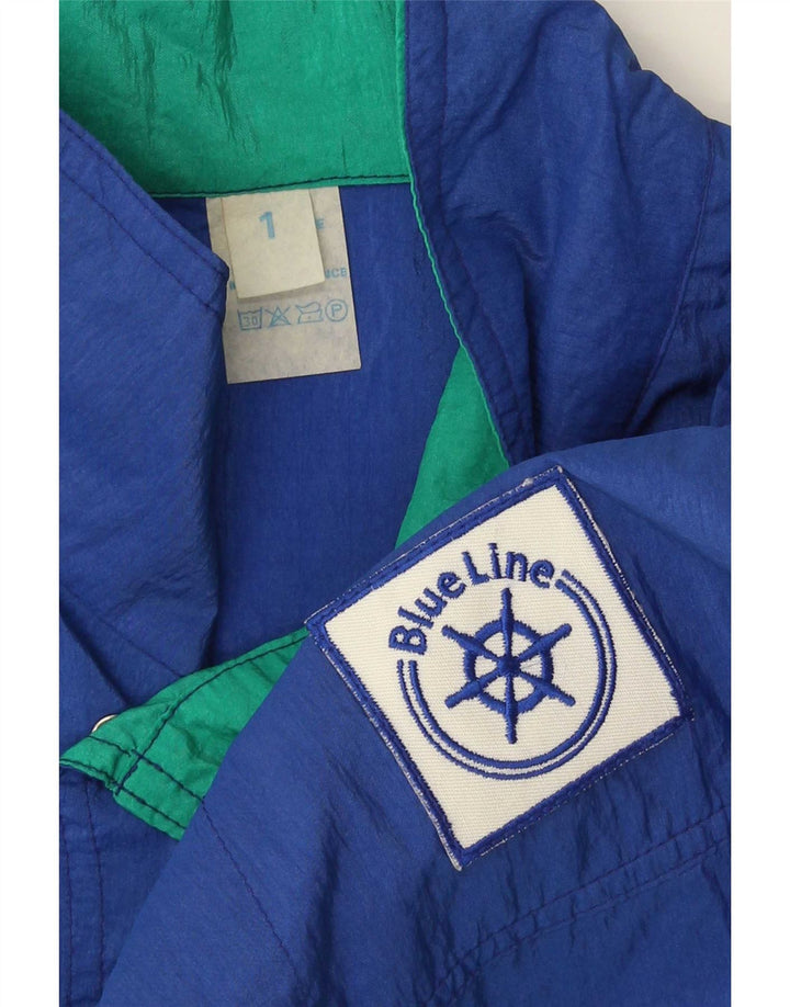 Vintage męska bluza dresowa z wierzchnią kurtką XL, niebieska, z blokami kolorów, poliamid