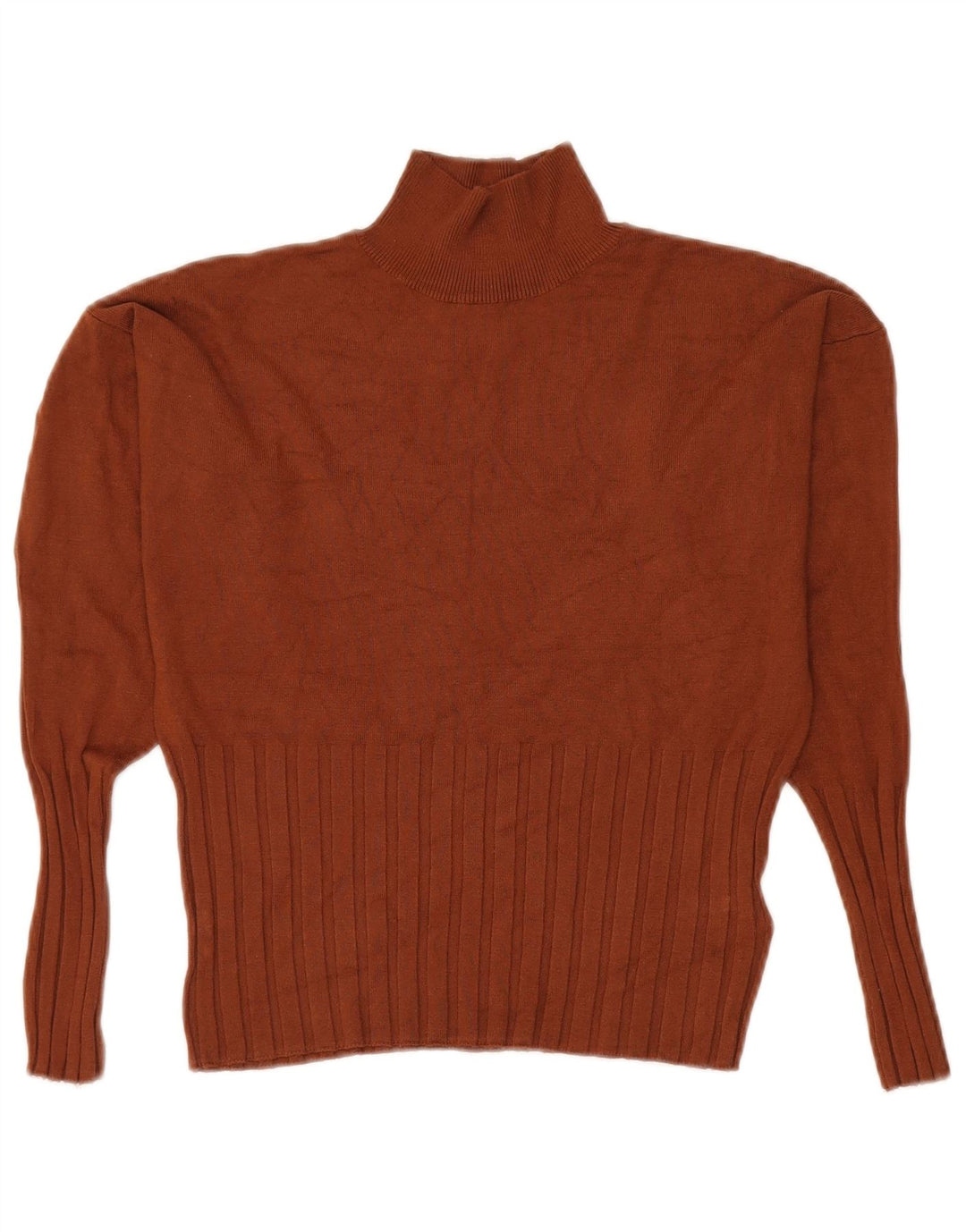 Marks & Spencer Damski sweter z golfem UK 14, duży, brązowy, wiskoza