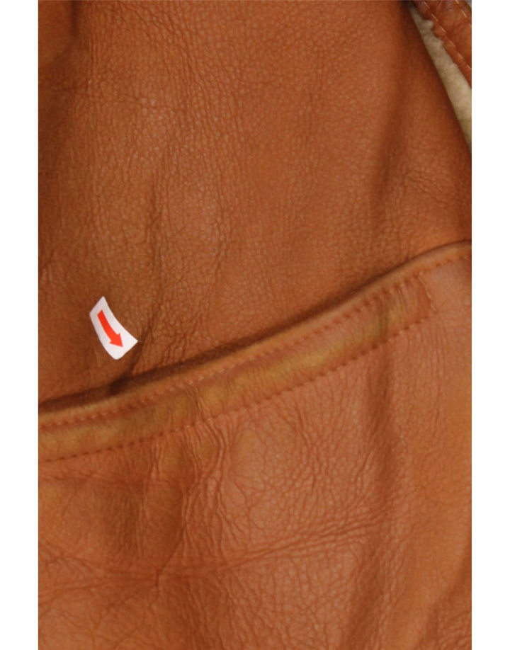 MABRUN Męska kurtka Shearling UK 36 Mała brązowa skóra