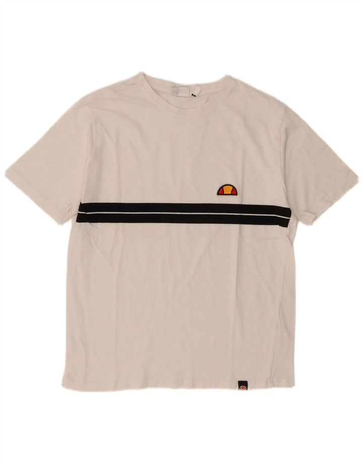 T-shirt męski Ellesse, mały, biały, bawełniany z blokami kolorów