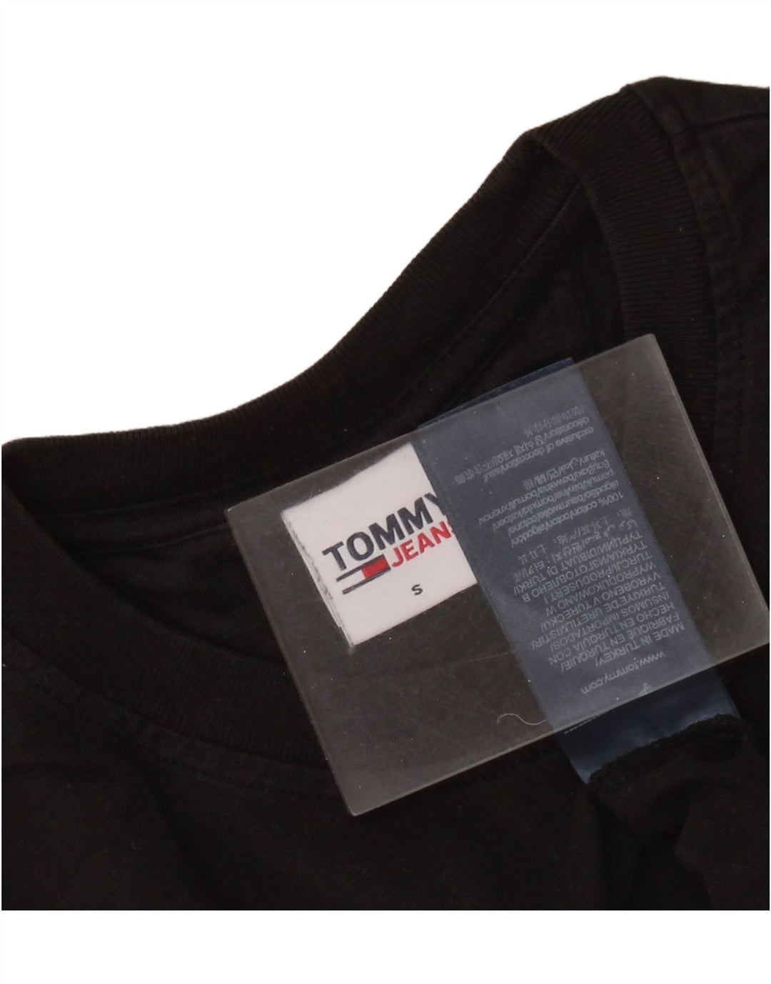 Damska koszulka TOMMY HILFIGER Crop Graphic Top UK 10 Small, czarna bawełna