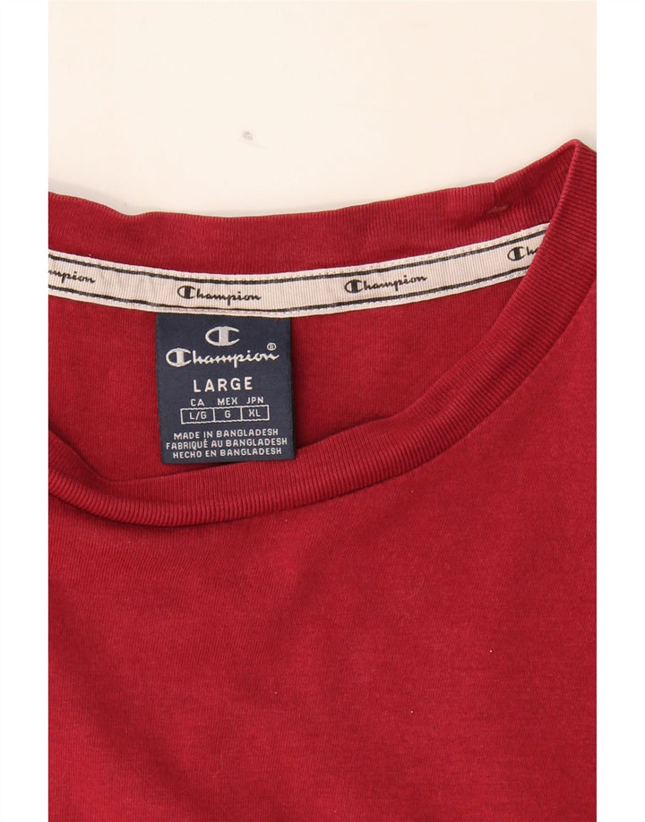 CHAMPION Mens Graphic T-Shirt Top Large Maroon Cotton Vintage Champion and Second-Hand Champion from Messina Hembry 