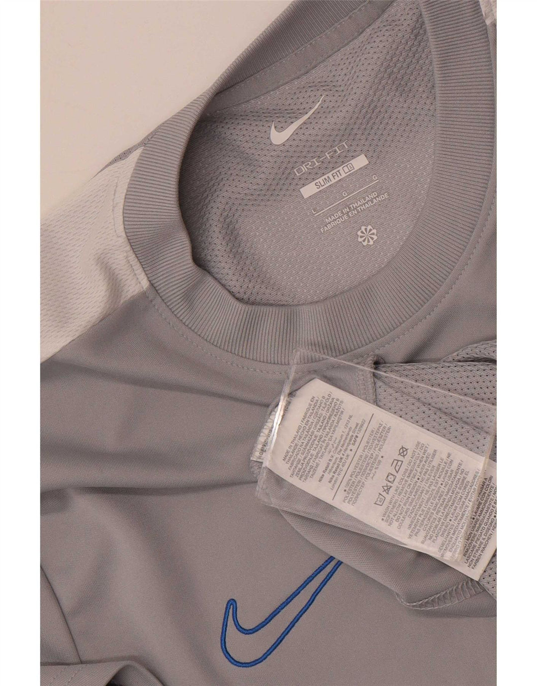Męski T-shirt Nike Dri Fit Slim Top, duży szary poliester z blokami kolorów