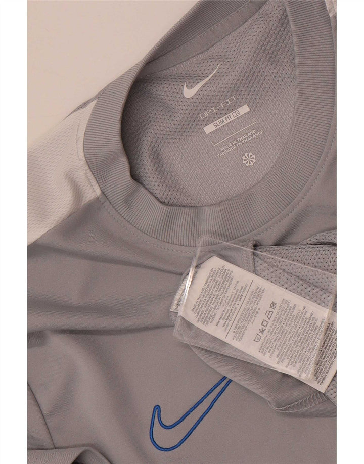 Męski T-shirt Nike Dri Fit Slim Top, duży szary poliester z blokami kolorów