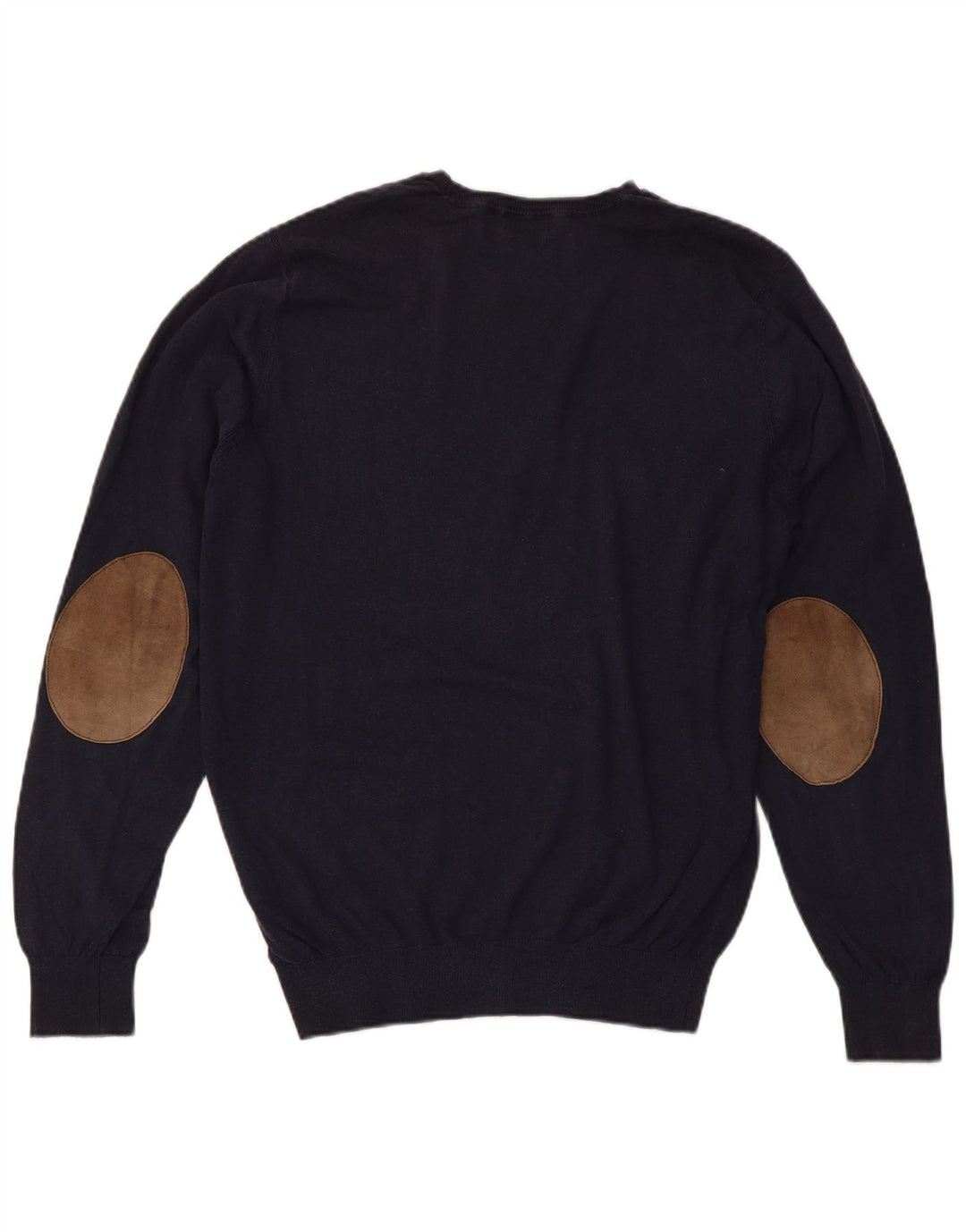 MASSIMO DUTTI Męski sweter z okrągłym dekoltem, średni granatowy, bawełniany