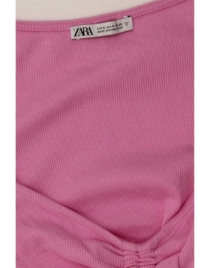 Krótki top damski Zara UK 8, mały, różowy
