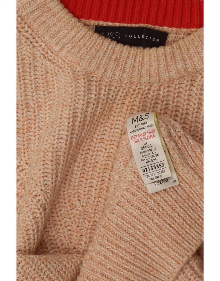 Marks & Spencer Damski sweter z okrągłym dekoltem, UK 10, mały, pomarańczowy, nakrapiany