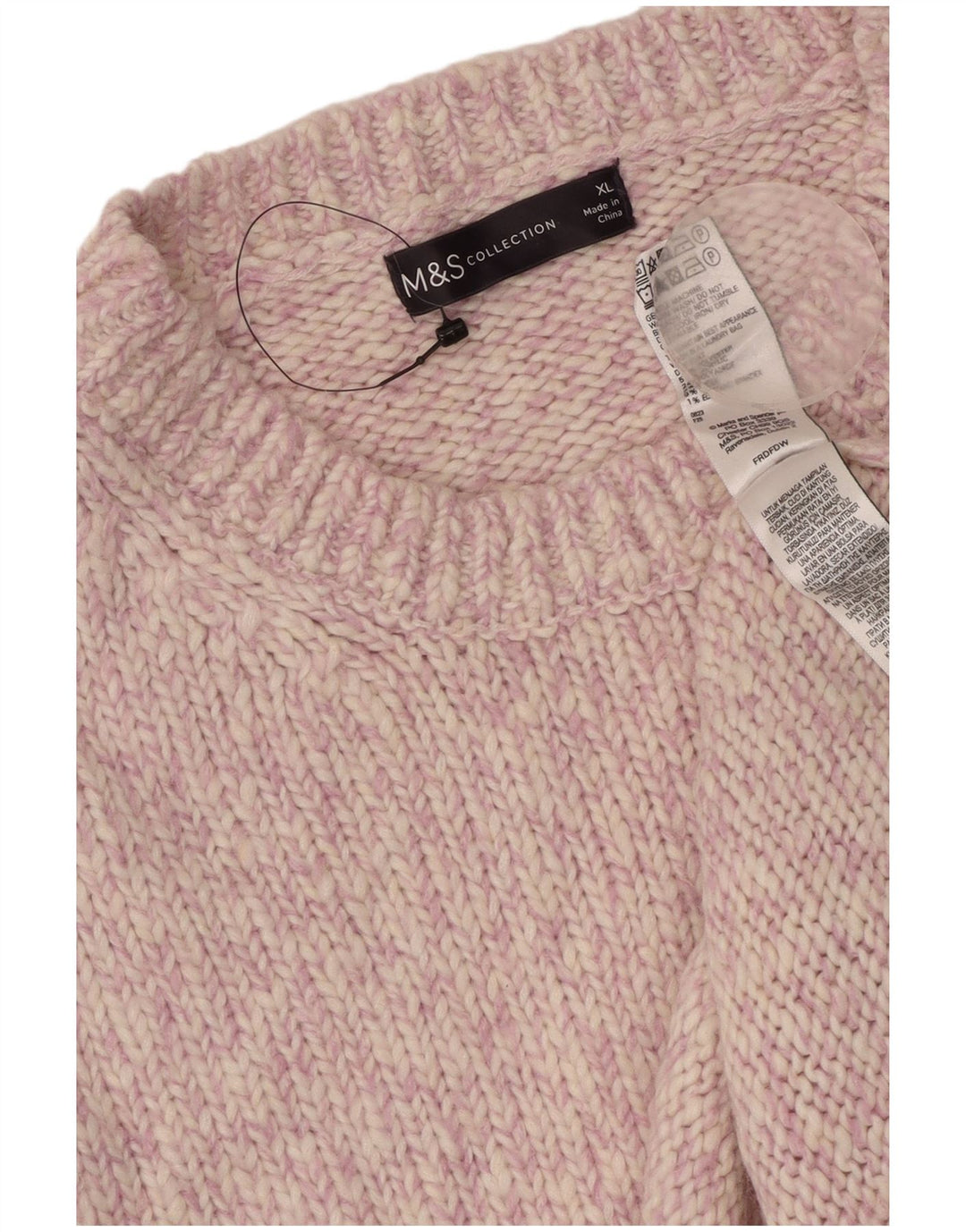 MARKS & SPENCER Damski sweter z okrągłym dekoltem, UK 18 XL, różowy, nakrapiany