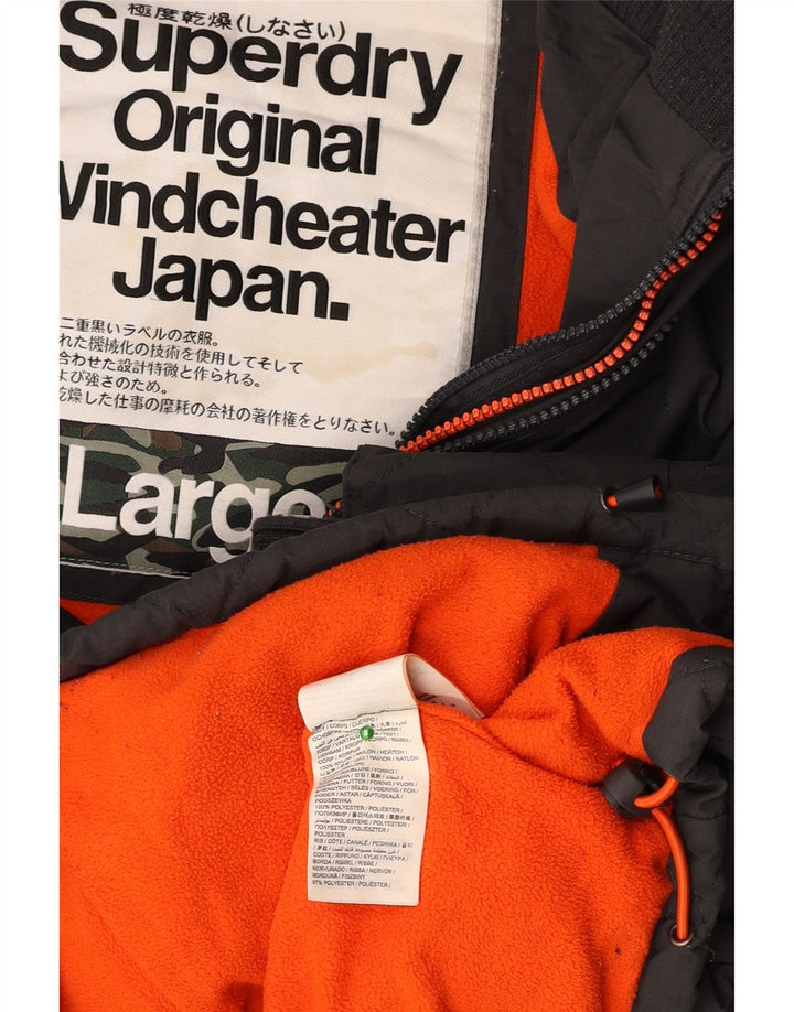 SUPERDRY Męska kurtka wiatrówka The Windcheater Graphic UK 40, duża czarna