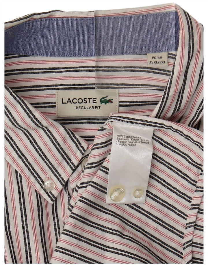 Koszula męska Lacoste o regularnym kroju, rozmiar 45 XL, bawełniana w białe paski