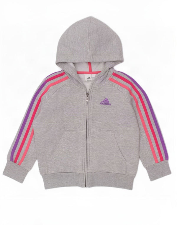 Adidas Baby Girls Zip Sweter Z Kapturem 12-18 Miesięcy Szara Bawełna