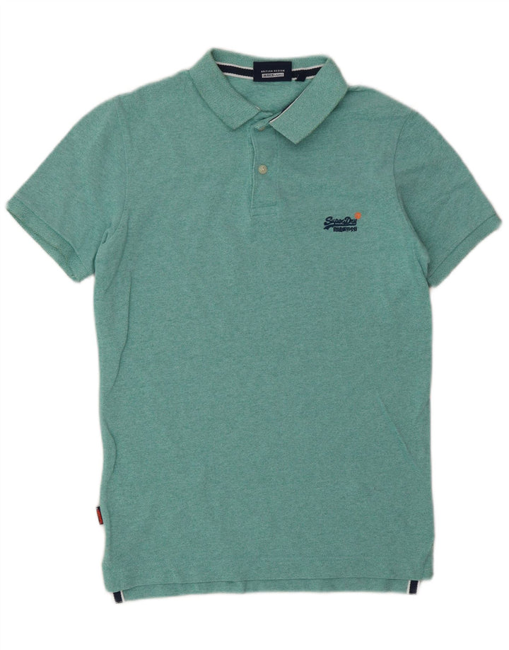 Męska koszulka polo SUPERDRY, mała, zielona, bawełniana