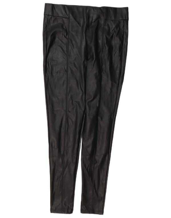Damskie legginsy Marks & Spencer ze sztucznej skóry UK 14, duże, czarne, polietylen