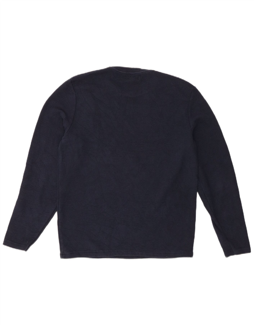 Zara Mens Crew Neck Jumper Sweater Large Navy Blue Cotton