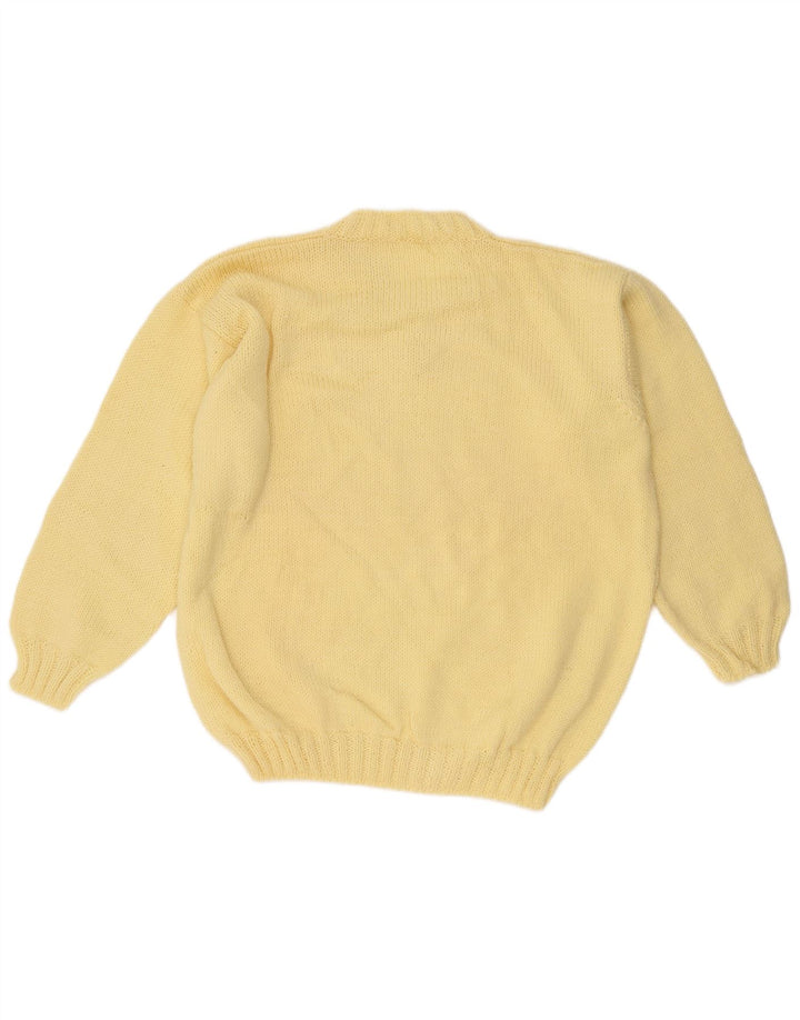 Sweter męski w stylu vintage z dekoltem w szpic, duży, żółty