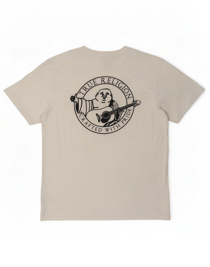 Męska koszulka z grafiką True Religion, góra XL, biała bawełna