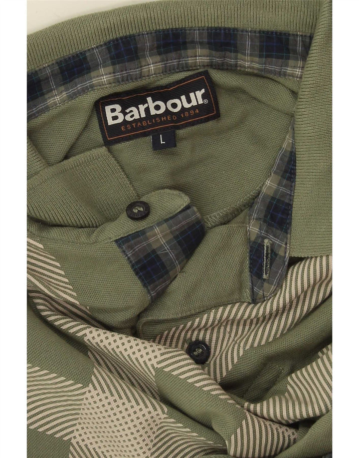 Męska koszulka polo Barbour w dużą zieloną kratkę