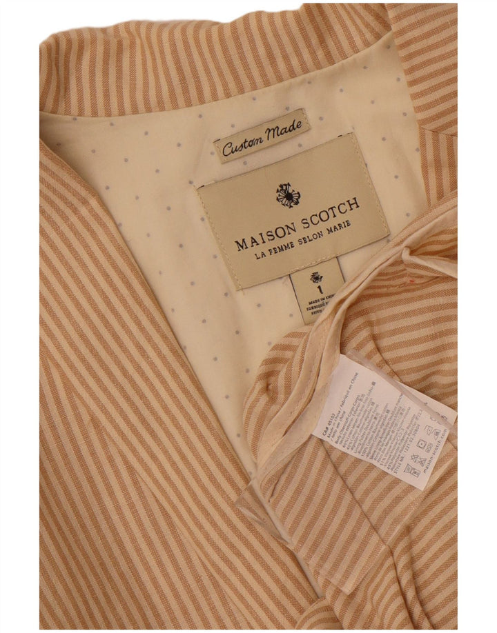 Damska marynarka Maison Scotch zapinana na 2 guziki, rozmiar 1, mała beżowa w prążki