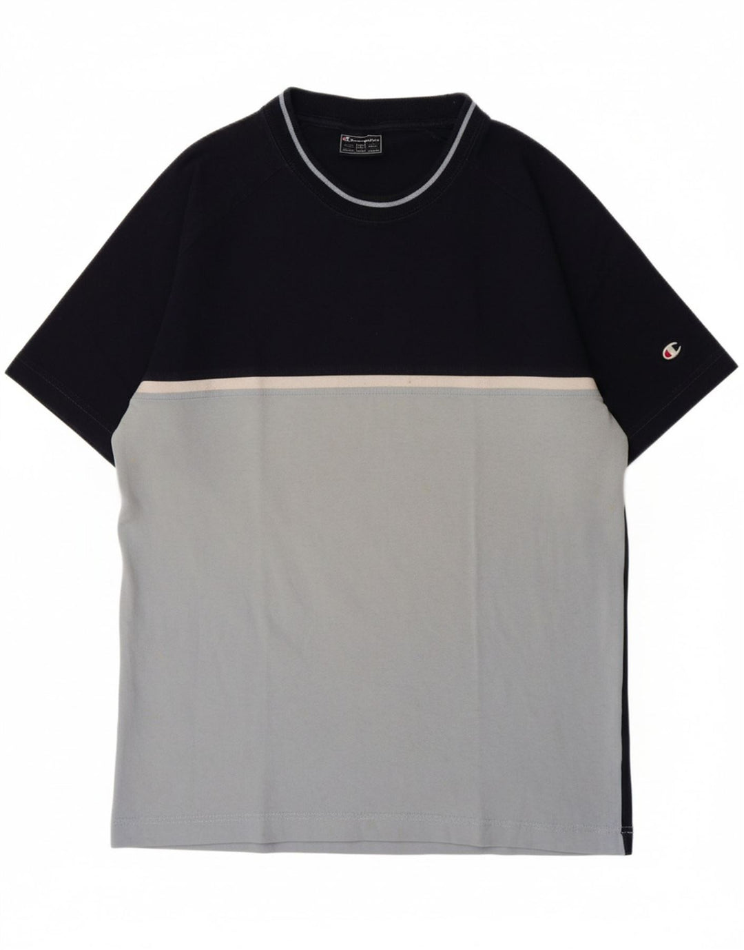 CHAMPION Mens T-Shirt Top Medium Navy Blue Colourblock Cotton Vintage Champion and Second-Hand Champion from Messina Hembry 