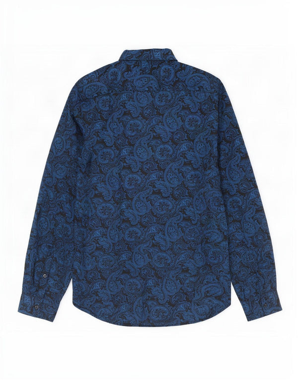 Angelo Litrico Mens Shirt Size 37/38 Small Navy Blue Paisley Cotton