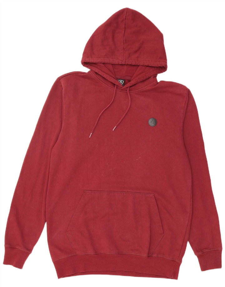 VOLCOM Mens Hoodie Jumper Large Burgundy Cotton