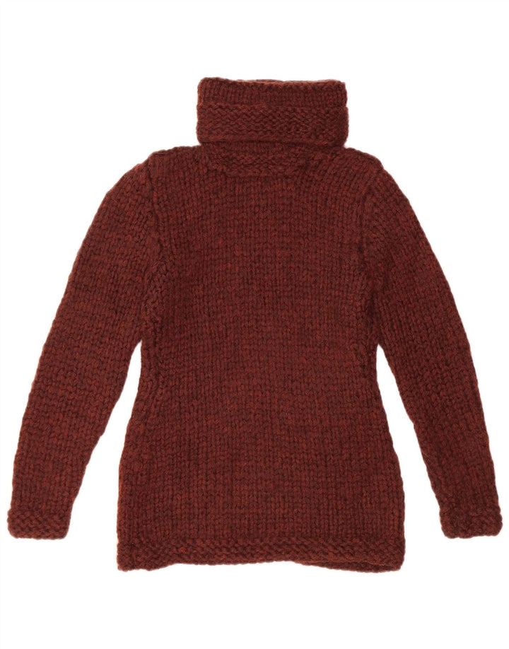 Sweter damski w stylu vintage z golfem UK 10 Small Burgundy