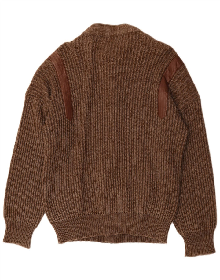 Sweter męski w stylu vintage, duży, brązowy