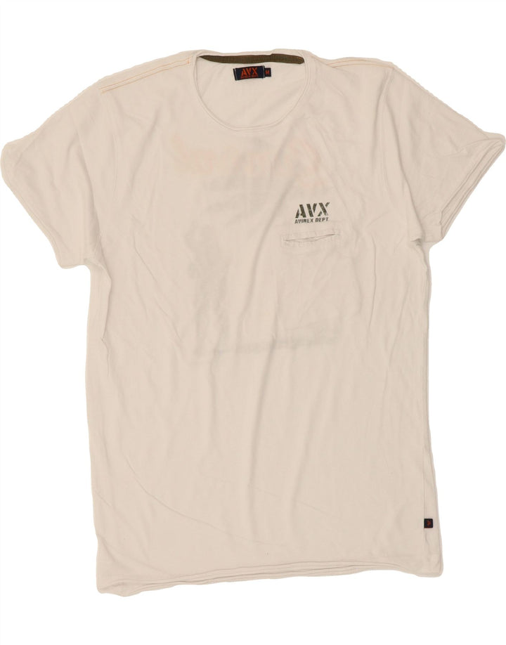 AVIREX Mens Graphic T-Shirt Top Medium White Vintage Avirex and Second-Hand Avirex from Messina Hembry 