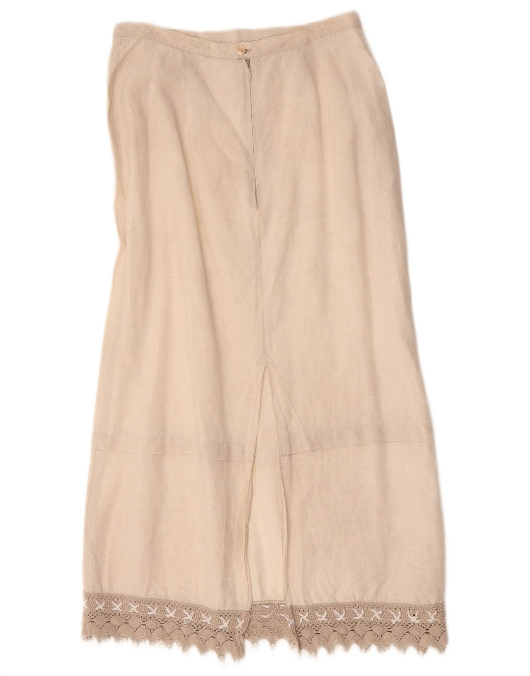 Damska spódnica midi L.Pucci IT 44 Medium W28 Beżowa lniana
