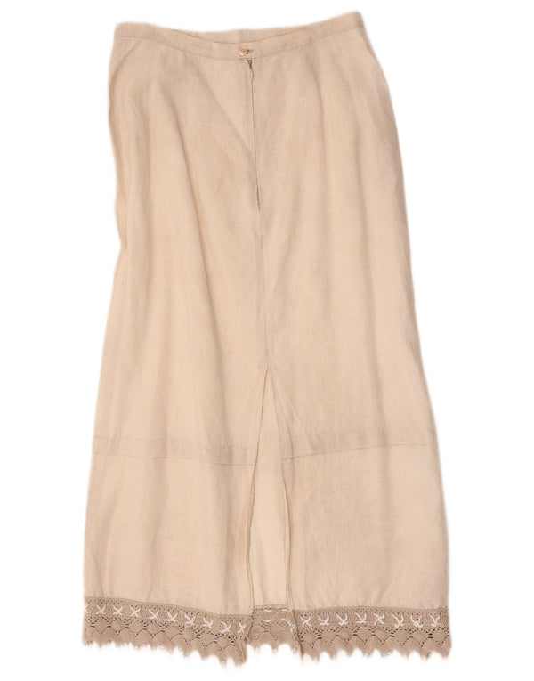 Damska spódnica midi L.Pucci IT 44 Medium W28 Beżowa lniana