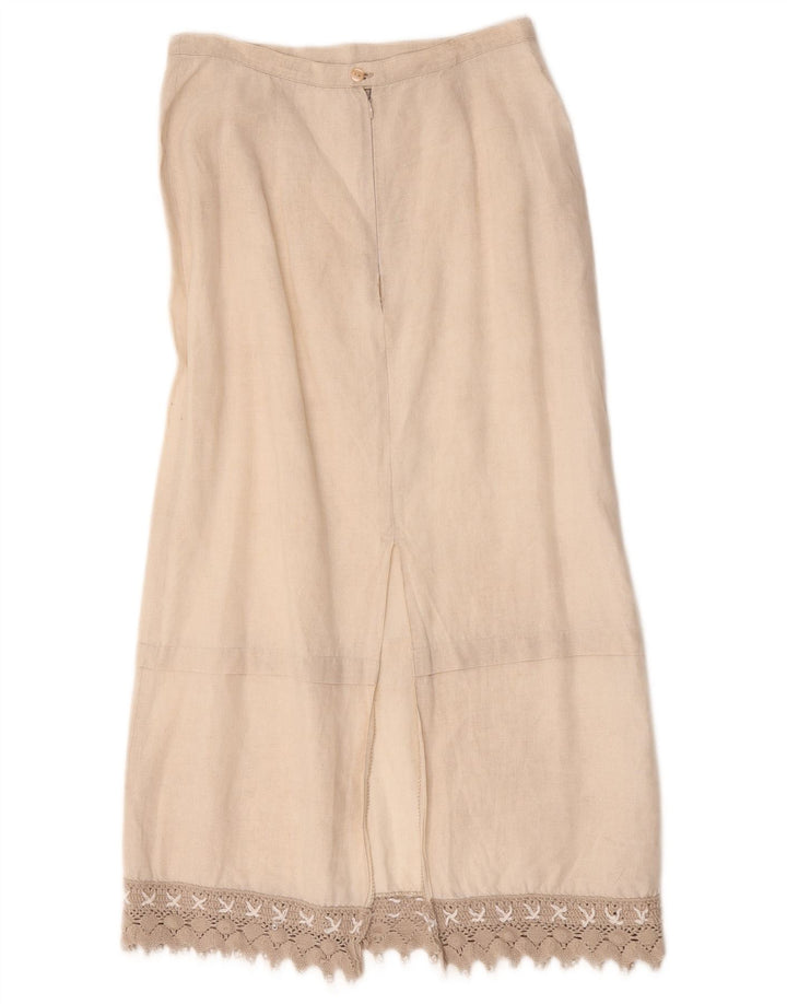 Damska spódnica midi L.Pucci IT 44 Medium W28 Beżowa lniana