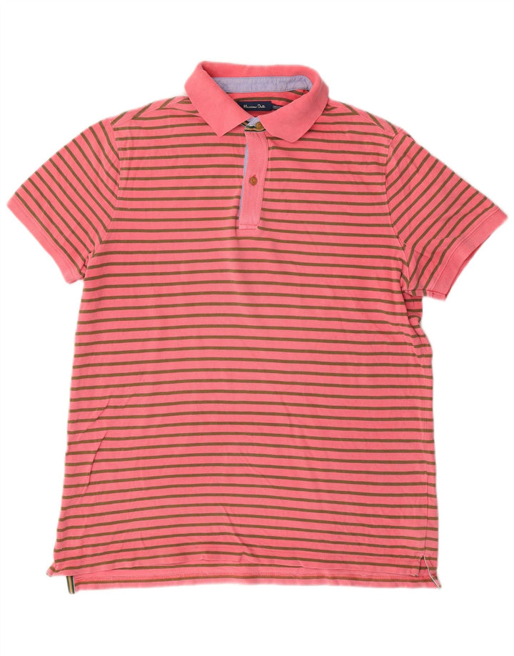 Męska koszulka polo Massimo Dutti, bawełniana w średnie różowe paski