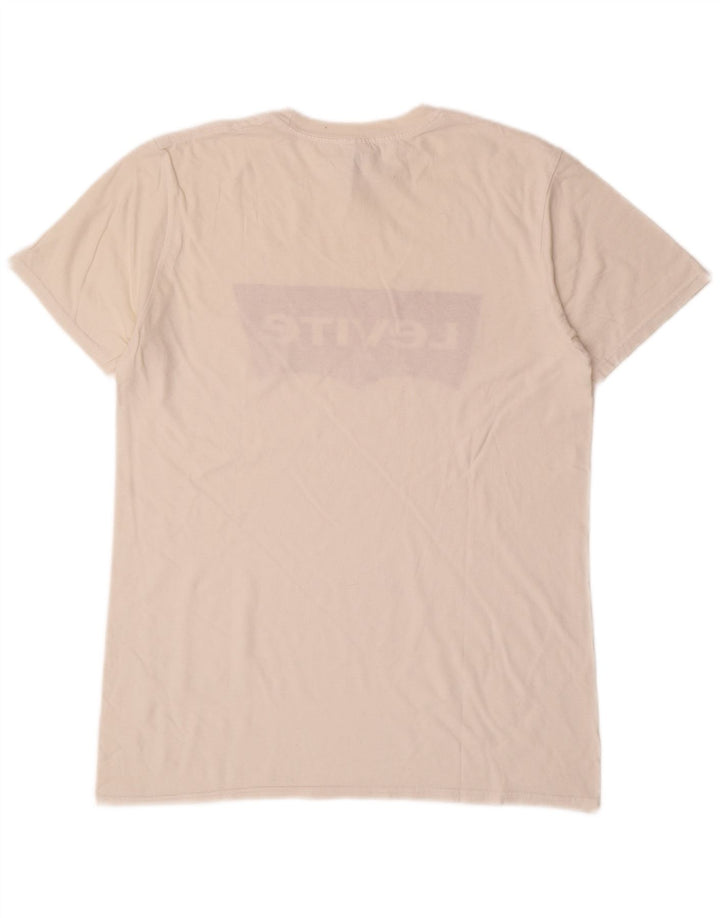 Męska koszulka z grafiką LEVI'S, średnia, biała bawełna