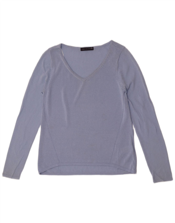 Marks & Spencer Damski top z długim rękawem UK 8 Small Blue Wiskoza