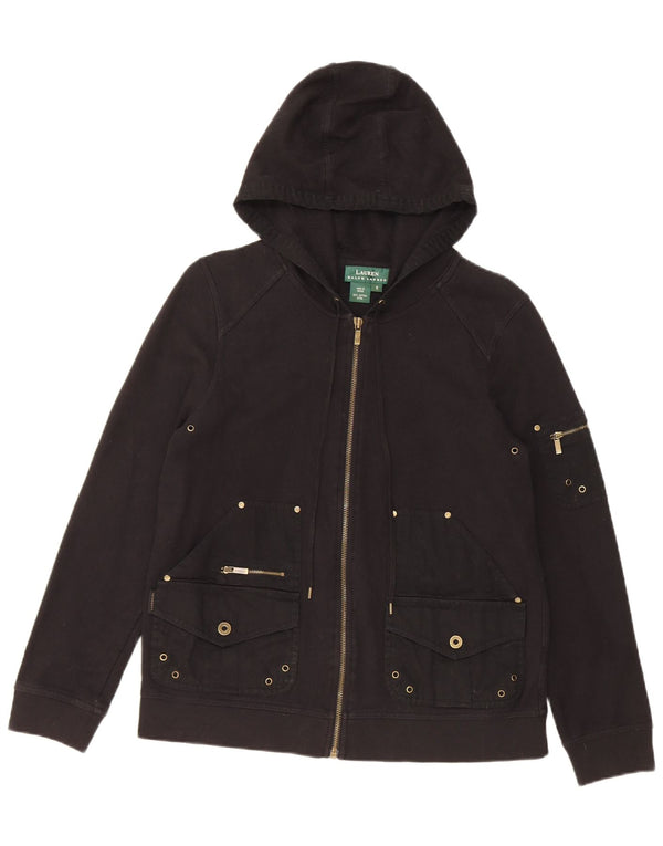 Damski sweter z kapturem i zamkiem Ralph Lauren UK 10, mały, czarny, bawełniany