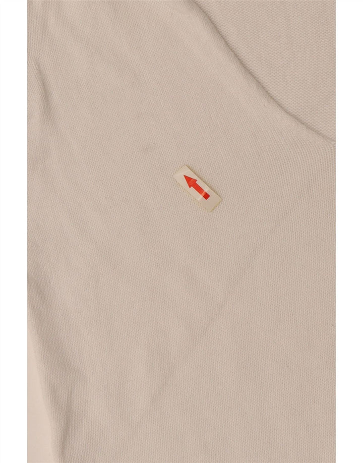 Sweter damski Lotto z dekoltem w kształcie litery V, UK 12, średni biały bawełniany