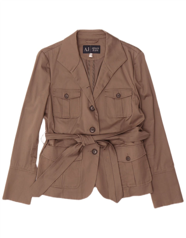 Armani Jeans Damska marynarka zapinana na 3 guziki EU 44 XL, brązowa bawełna