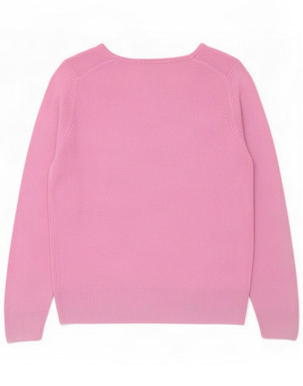 Marks & Spencer Damski sweter z dekoltem w kształcie litery V UK 14 Duży różowy akryl