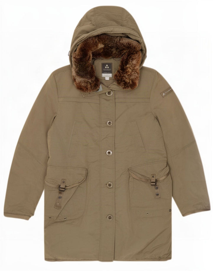 PEUTEREY Damski ocieplany płaszcz z kapturem IT 48 XL Khaki, poliamid