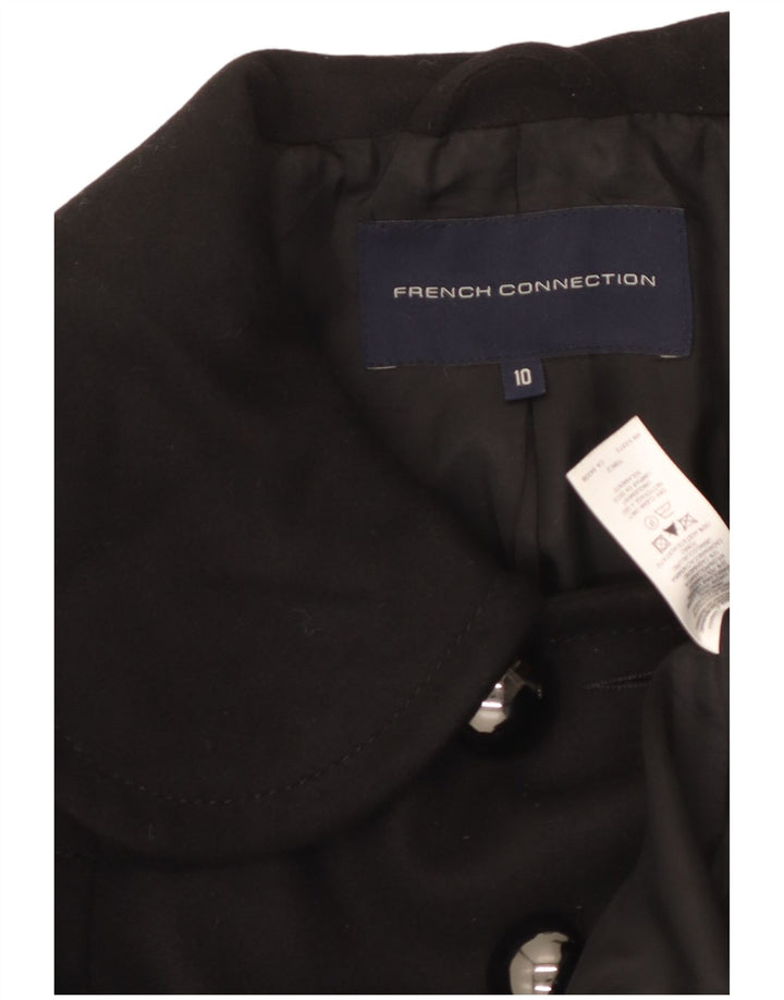 Damski płaszcz grochowy French Connection UK 10, mała czarna dziewicza wełna