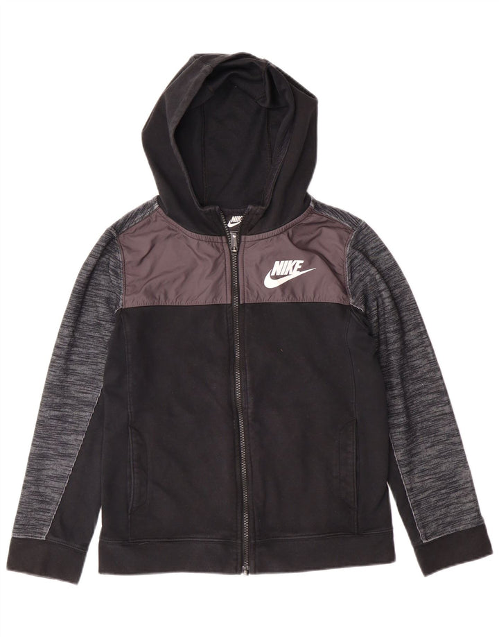 Chłopięcy sweter z kapturem i zamkiem NIKE, 10-11 lat, bawełna w kolorze średniej czerni