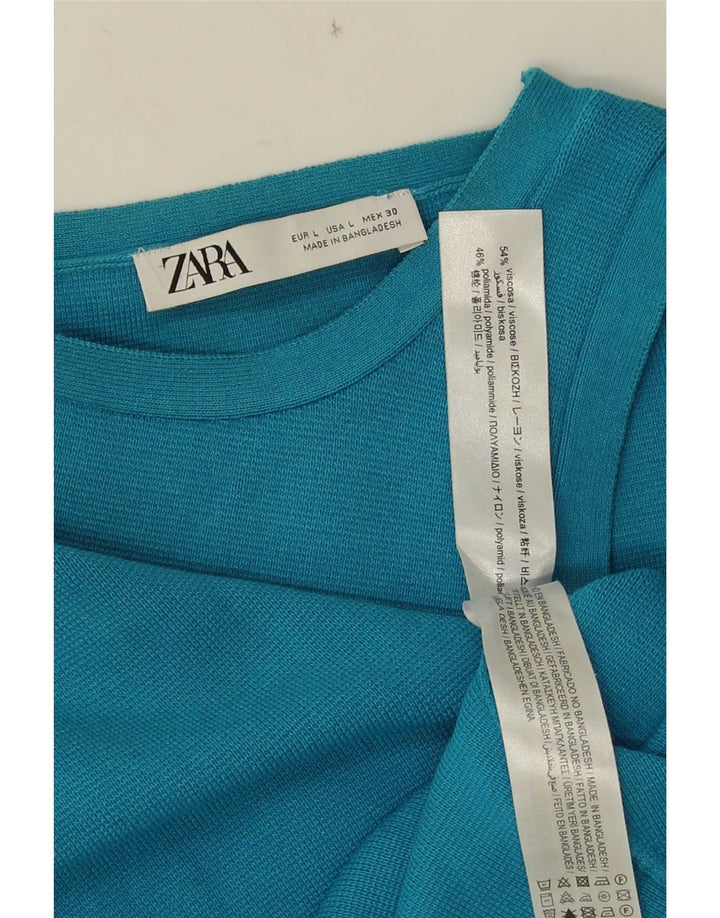 Damski krótki top Zara UK 14 Large Blue Wiskoza