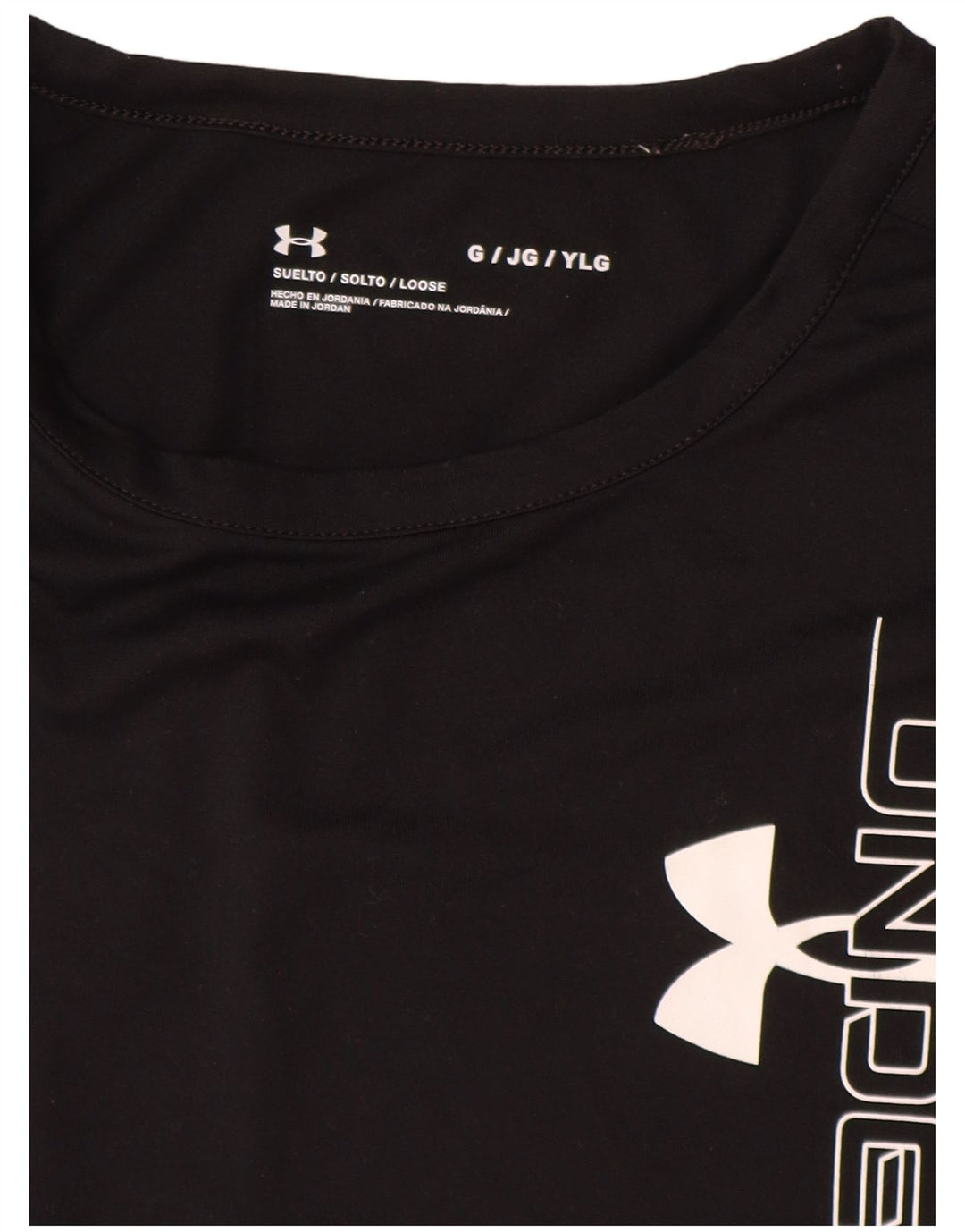UNDER ARMOUR Chłopięcy luźny T-shirt z grafiką na 11-12 lat, duży, czarny