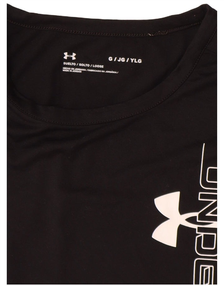 UNDER ARMOUR Chłopięcy luźny T-shirt z grafiką na 11-12 lat, duży, czarny