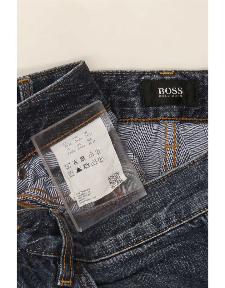 Męskie proste dżinsy Hugo Boss W34 L34 Niebieskie bawełniane
