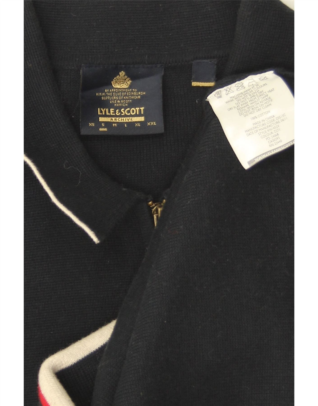 Męski sweter rozpinany Lyle & Scott, mały, granatowy, bawełniany w bloki kolorów