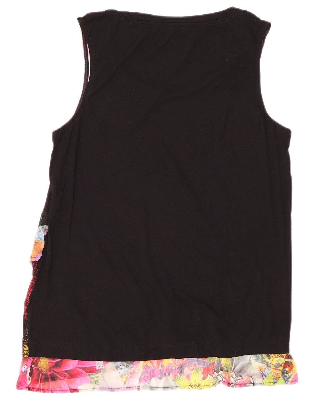 Damska bluzka bez rękawów z grafiką DESIGUAL Top UK 12, średnia czarna w kwiaty