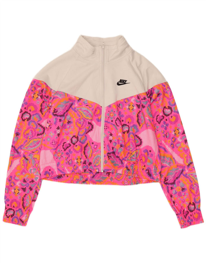Damska kurtka dresowa Nike Crop Top UK 16, duży, różowy, geometryczny poliester